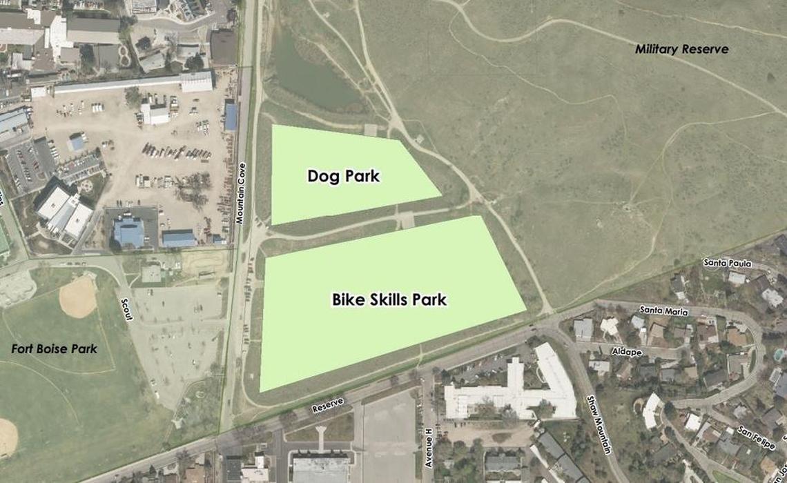 The new Boise bike skills park will be built at Military Reserve, 750 N. Mountain Cove Road. The new Boise dog park will be just to the west.