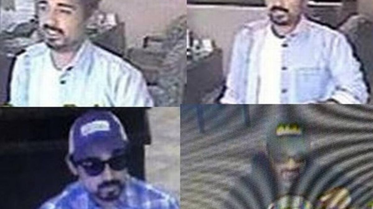 A suspected serial bank robber that the FBI has nicknamed the “Great Outdoors Bandit” is believed to have robbed several Treasure Valley banks. The top two photos show the man believed to be the robber on August 7, when he attempted to exchange stolen cash for smaller bills. The bottom two images show various disguises he has used.