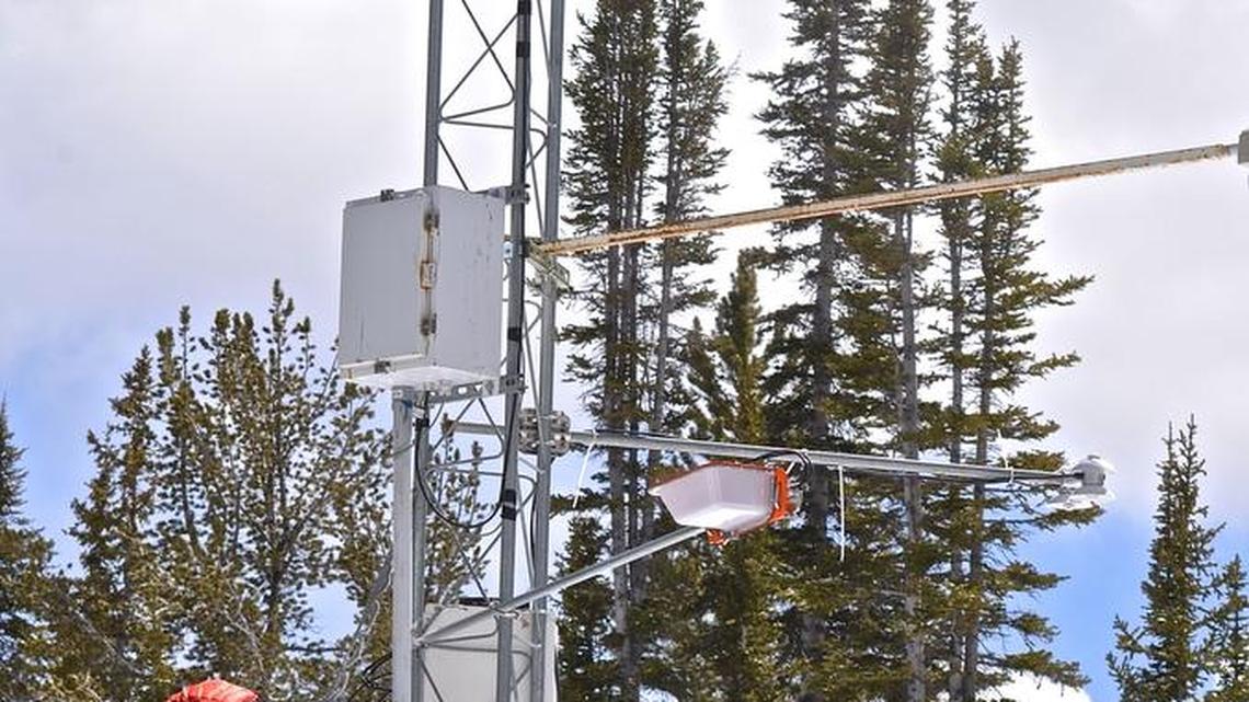 Boise State graduate student Mark Robertson tests new radar technology for continuously measuring snow properties.