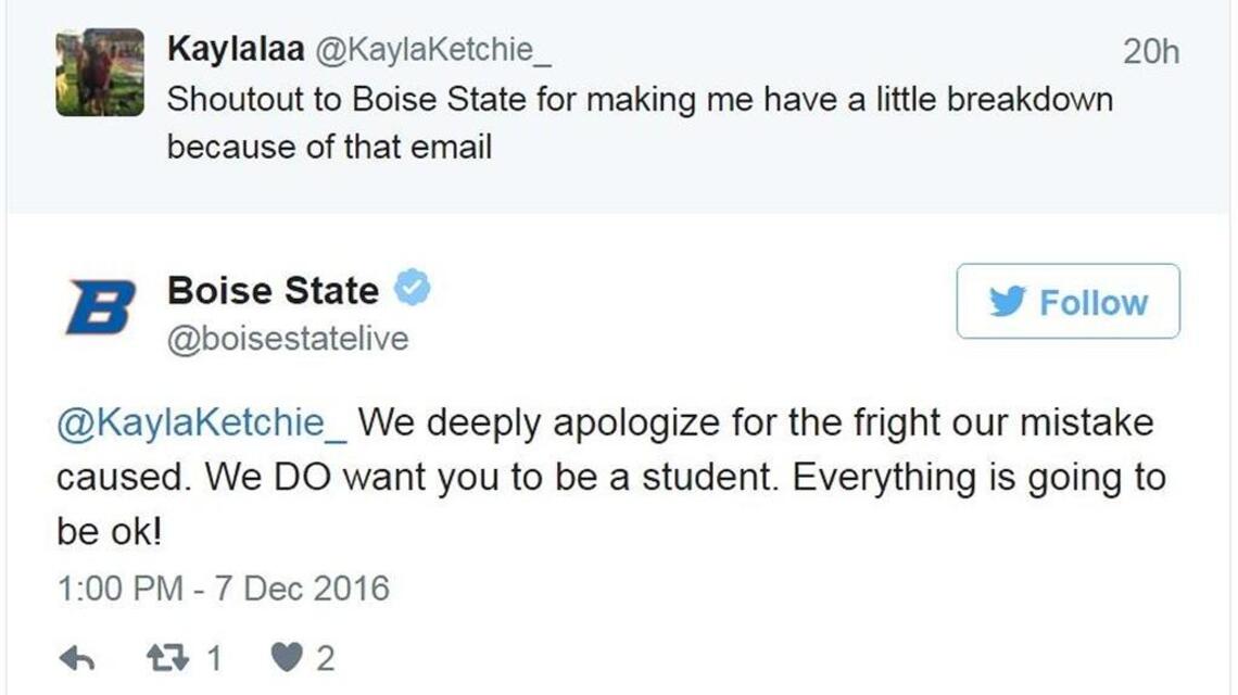 Boise State accidentally tells students that they’re not students
