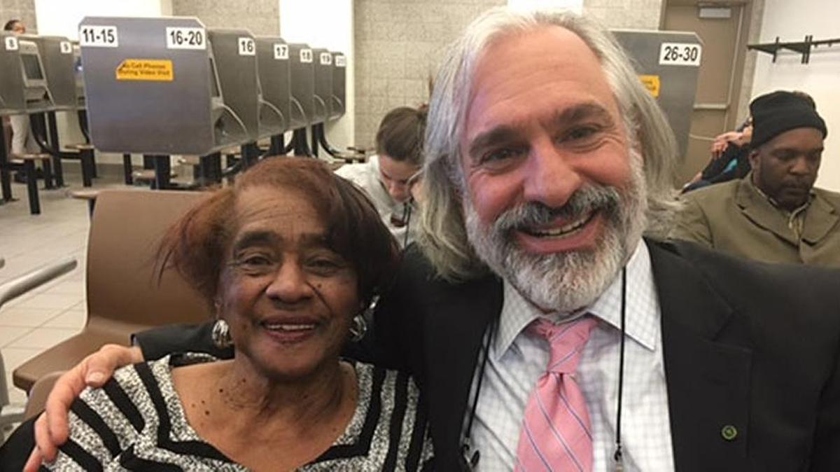 Greg Hampikian waits with Darryl Pinkins’ mother, Mildred, for her son’s release.