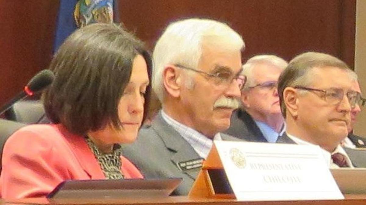 Members of the Idaho House Education Committee, including, from left, Reps. Judy Boyle, Ron Mendive and Ryan Kerby, listen to testimony on school science standards on Thursday.