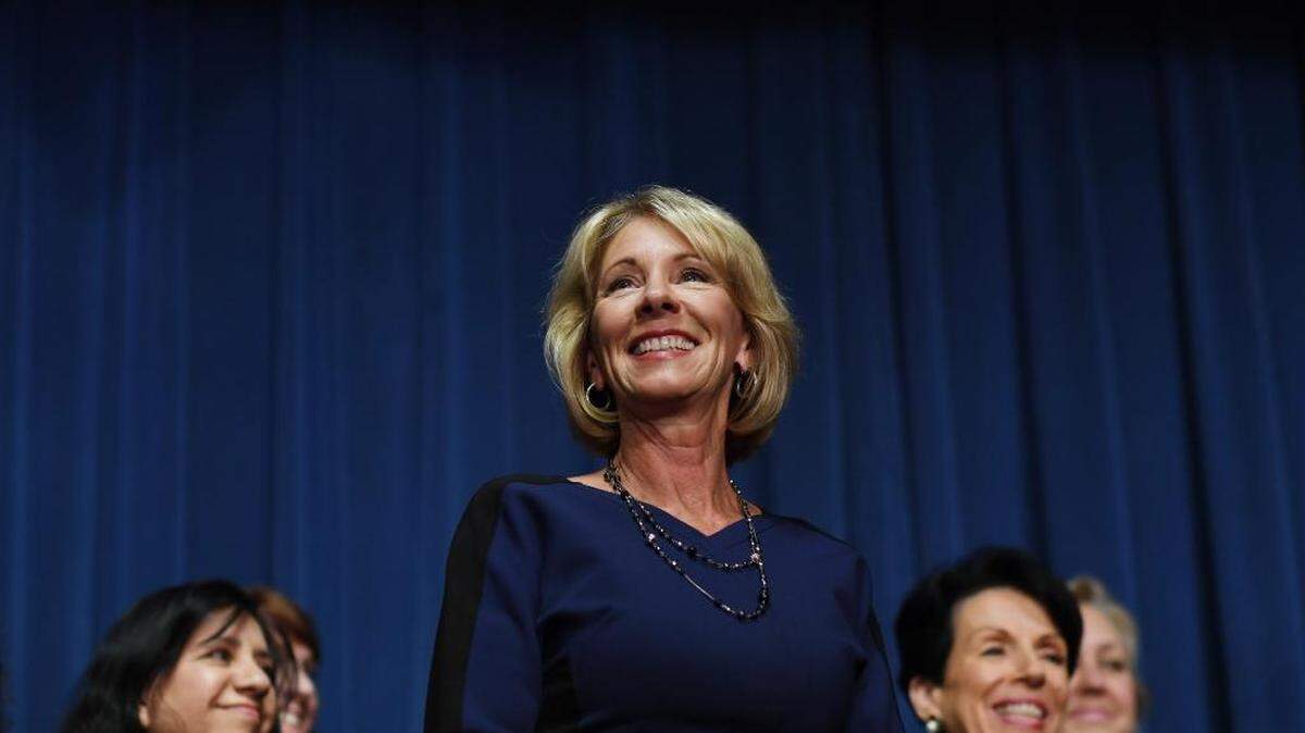 Controversial Secretary of Education Betsy DeVos addressed employees at the U.S. Department of Education Wednesday after her narrow confirmation.