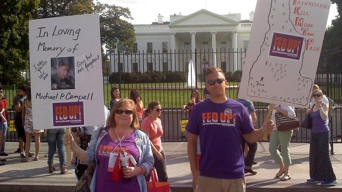 Michele McTiernan-Gleason, left, director of recovery wellness for Connect the Pieces in Boise and singer Jerry Fee represented Idaho at the White House for the Fed Up! Rally in October.
