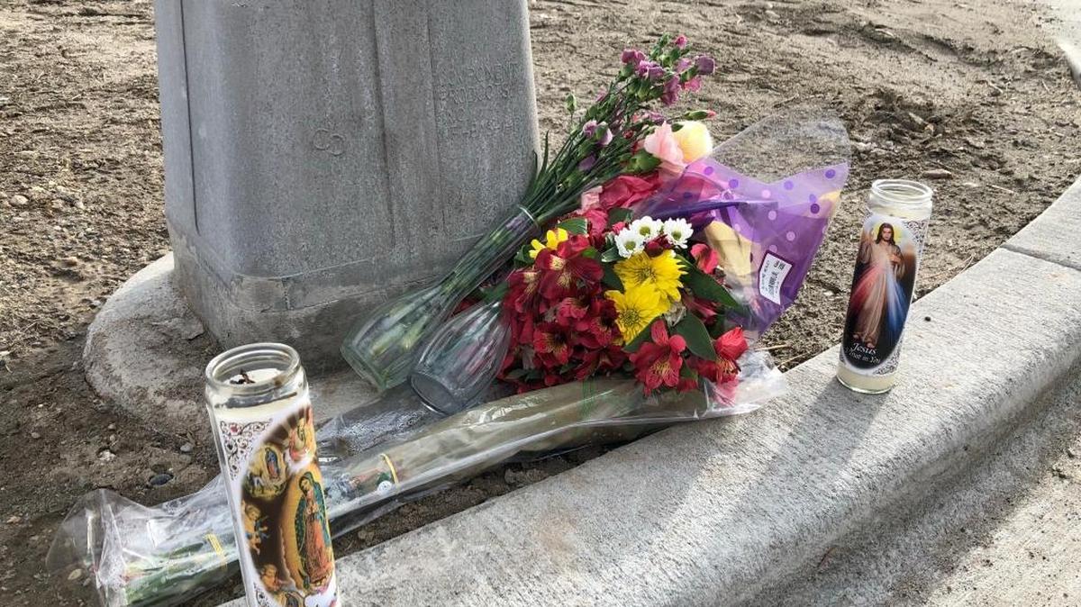 Flowers and candles have been left in the area where Matthew and Amelia Parkinson were struck by a car on June 24 in Fruitland. Both died at the scene.