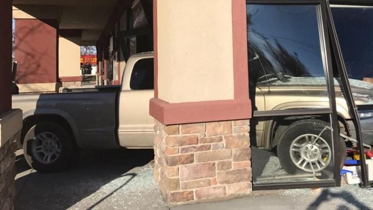 The driver of this pickup truck crashed into a Nampa credit union on Thursday in the 300 block of Caldwell Boulevard.