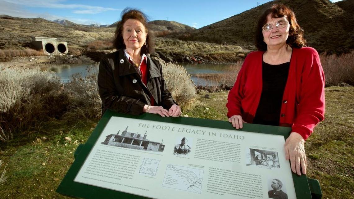 Mary Ann Arnold, left, and Janet Worthington, two local history fans, decided the Foote family homesite near Lucky Peak Reservoir wasn’t getting its due. The two are leading the effort to rehab the old homesite and have already produced, with the Army Corps of Engineers, an interpretive sign in Discovery Park looking across the Boise River to the hillside where the Foote house was located.