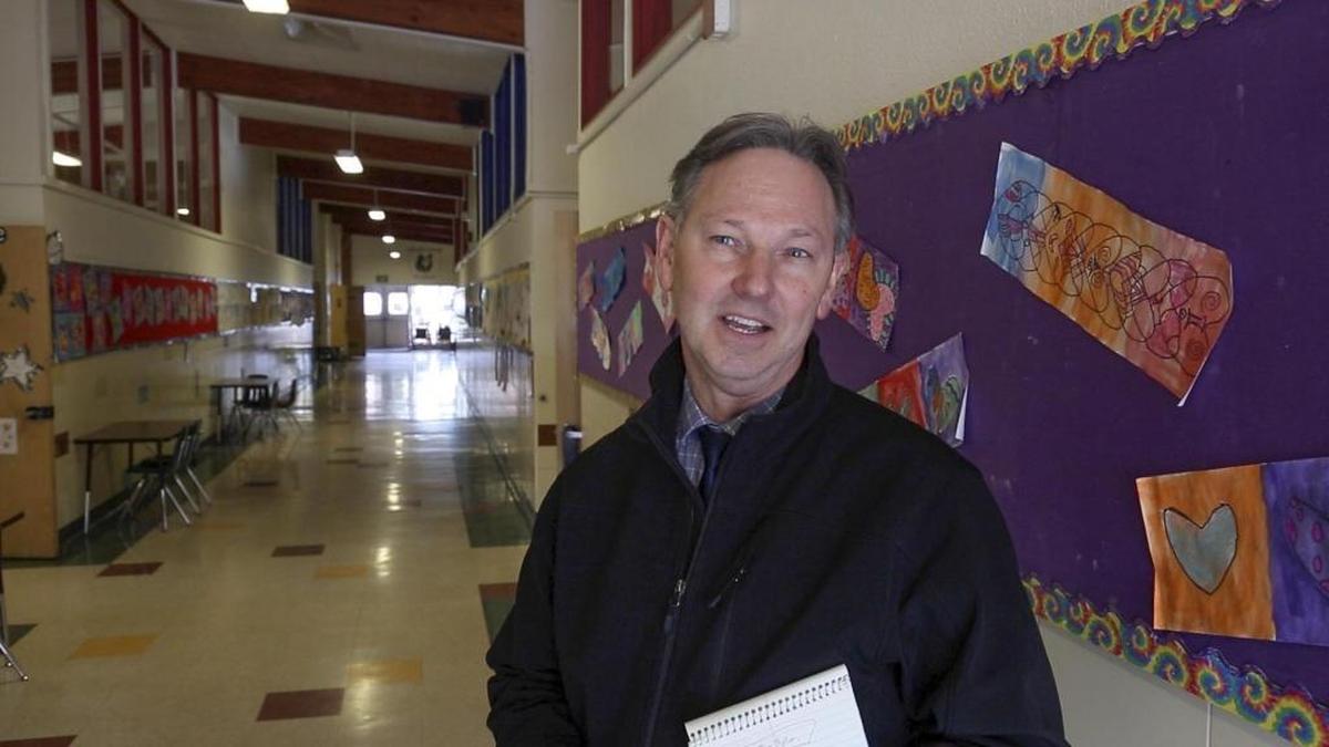 Dan Hollar, spokesman for the Boise School District, explains the need to replace or renovate the aging Highlands Elementary, built in 1961.