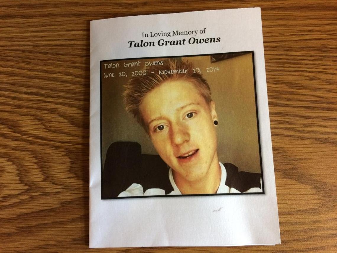The program for the Dec. 2 funeral of Talon G. Owens, 17, of Boise, who died in a Thanksgiving Day crash on Simco Road.
