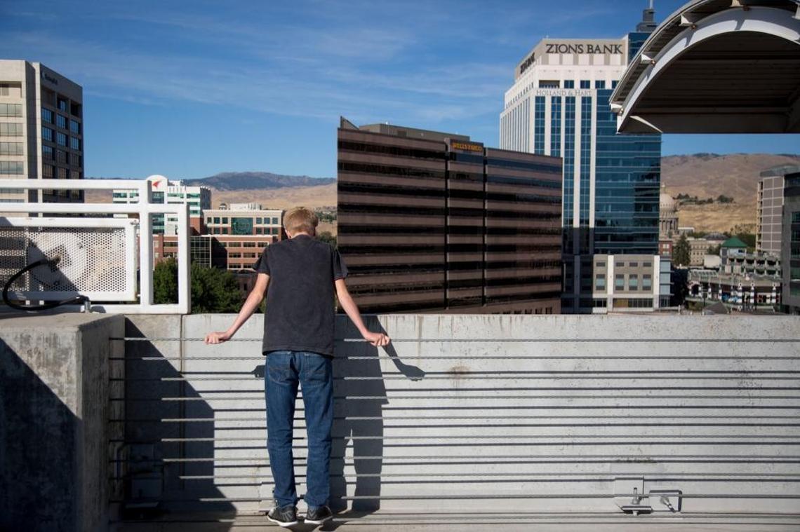 Talon Owens returned last fall to the top of the garage where he had planned to jump for this photo.