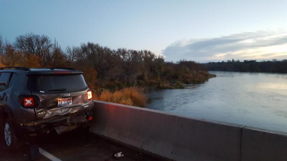 Steven Arrasmith’s Jeep was hit by another vehicle slipping on black ice, knocking him into the Snake River from the Snake River Bridge.