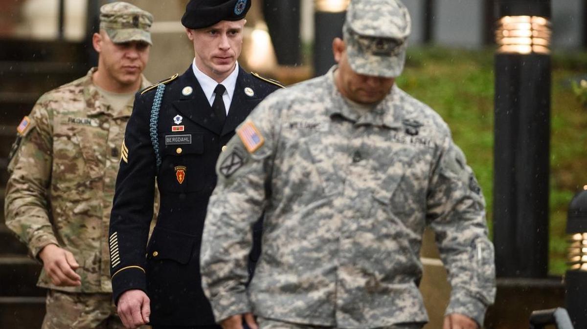 U.S. Army Sgt. Bowe Bergdahl leaves the courthouse Tuesday, Dec. 22, 2015, after his arraignment hearing at Fort Bragg, N.C. Bergdahl.