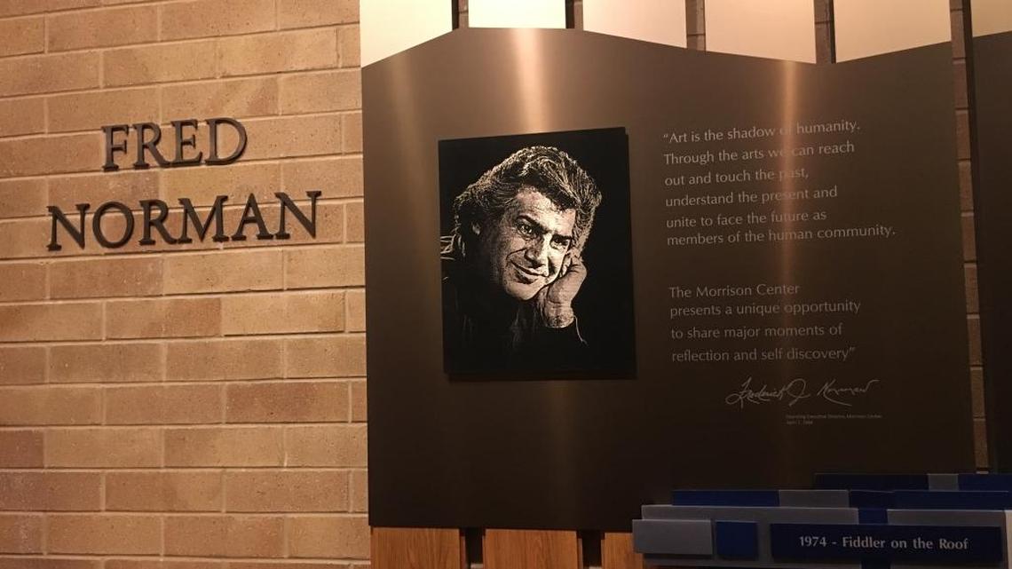 The Fred Norman memorial piece in the Morrison Center lobby at Boise State University.