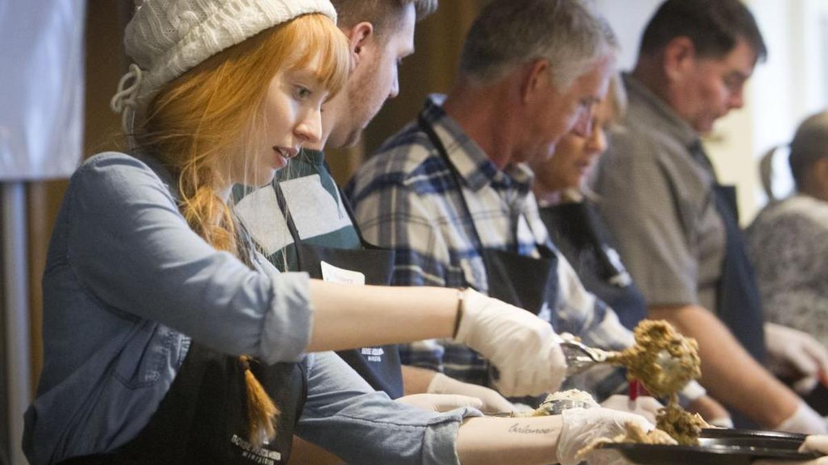 Volunteers will help serve the Great Thanksgiving Banquets in Nampa and Boise. The College of Idaho Yotes athletes will be among those serving in Nampa and the Boise State Broncos football team in Boise. Molly Schmidt helped serve two years ago at The Boise Rescue Mission.