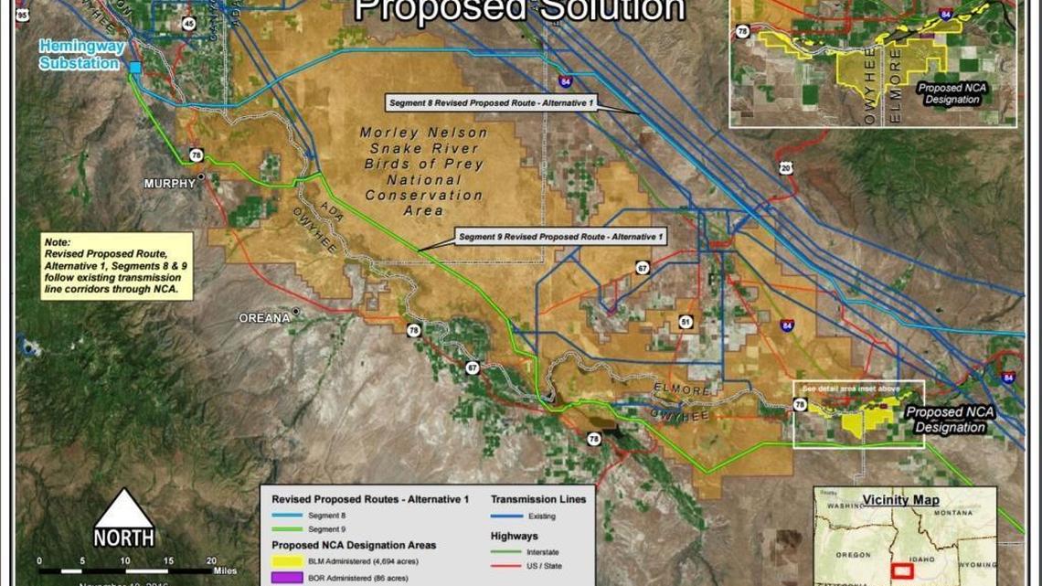 Proposed Gateway West routethrough southwest Idaho. To see it in more detail, click on the attached pdf file.