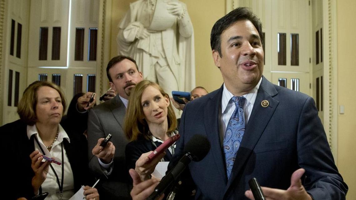 Freedom Caucus member Rep. Raul Labrador, R-Idaho, speaks to reporters on Capitol Hill in Washington in 2015. He endorsed Ted Cruz for President Wednesday.