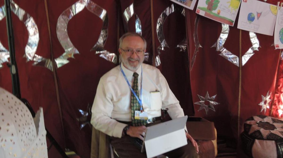 Gary Payton, of Sandpoint, at the climate talks in Paris this week.