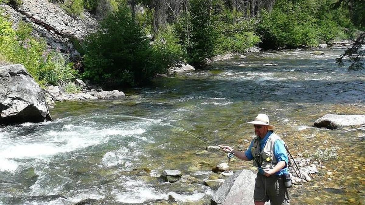 Mike Journee of Boise fly fishing at Big Creek in the Frank Church Wilderness.