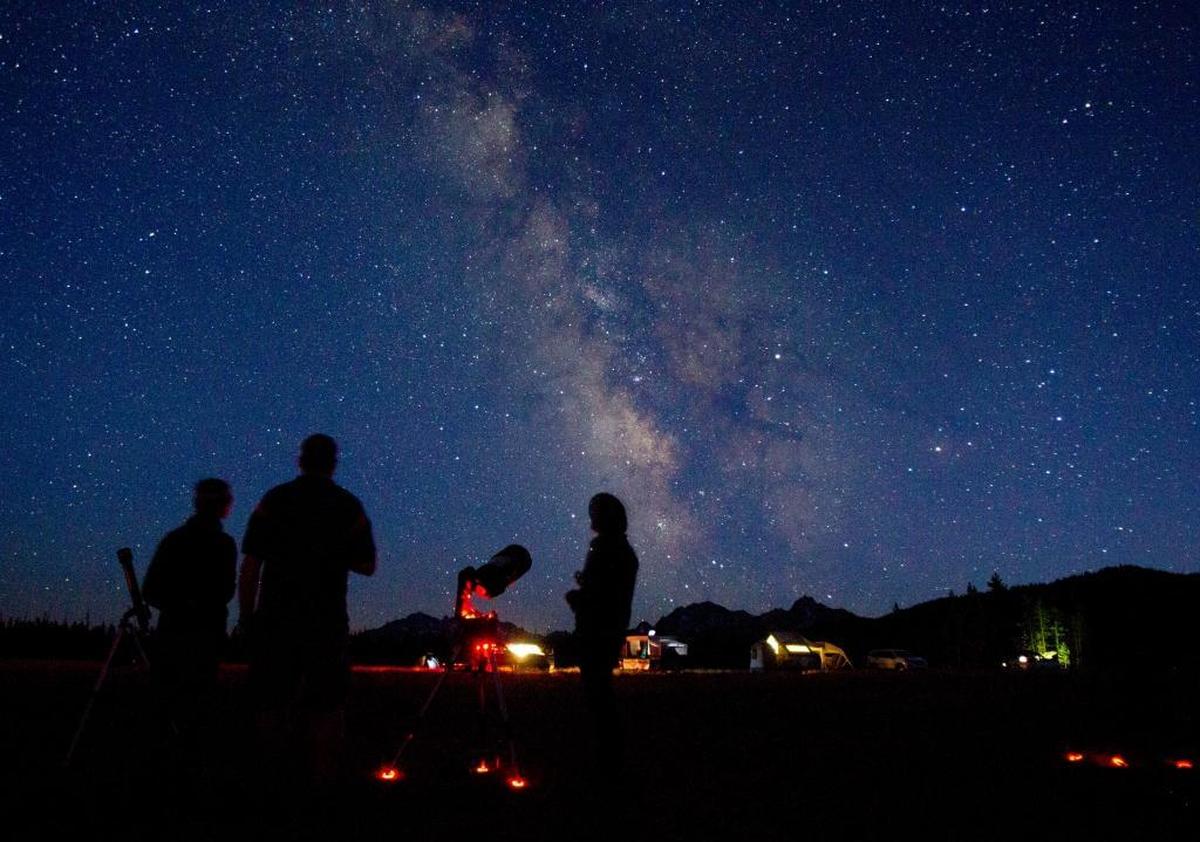 Slooh, a Connecticut-based online observatory group, sets up telescopes for celestial viewing near Stanley late one night in August 2017. 