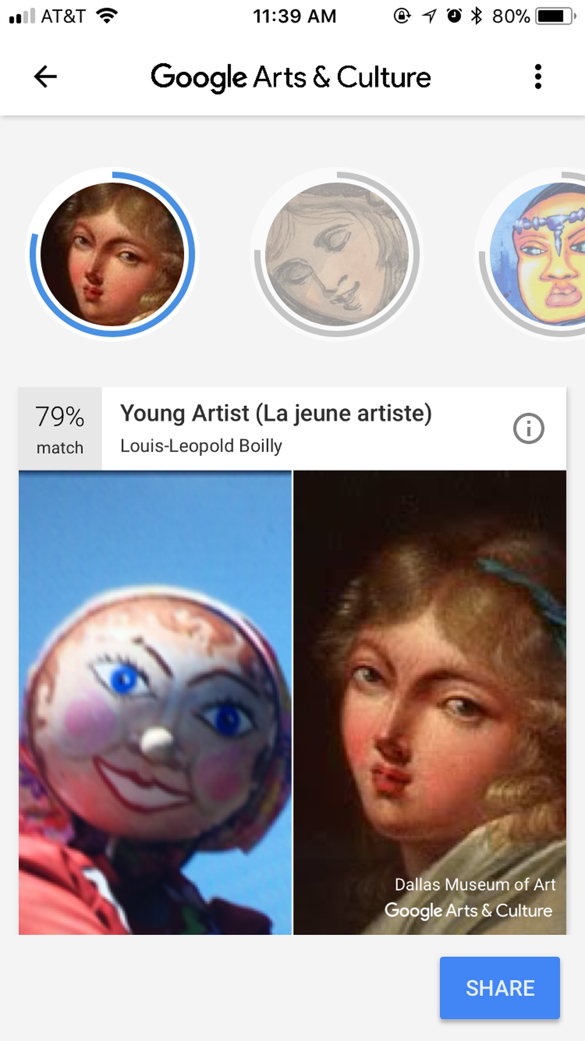 Betty the Vista washerwoman is a dead ringer for Louis-Leopold Boilly’s “La Jeune Artiste,” says Google’s new art doppelganger feature.