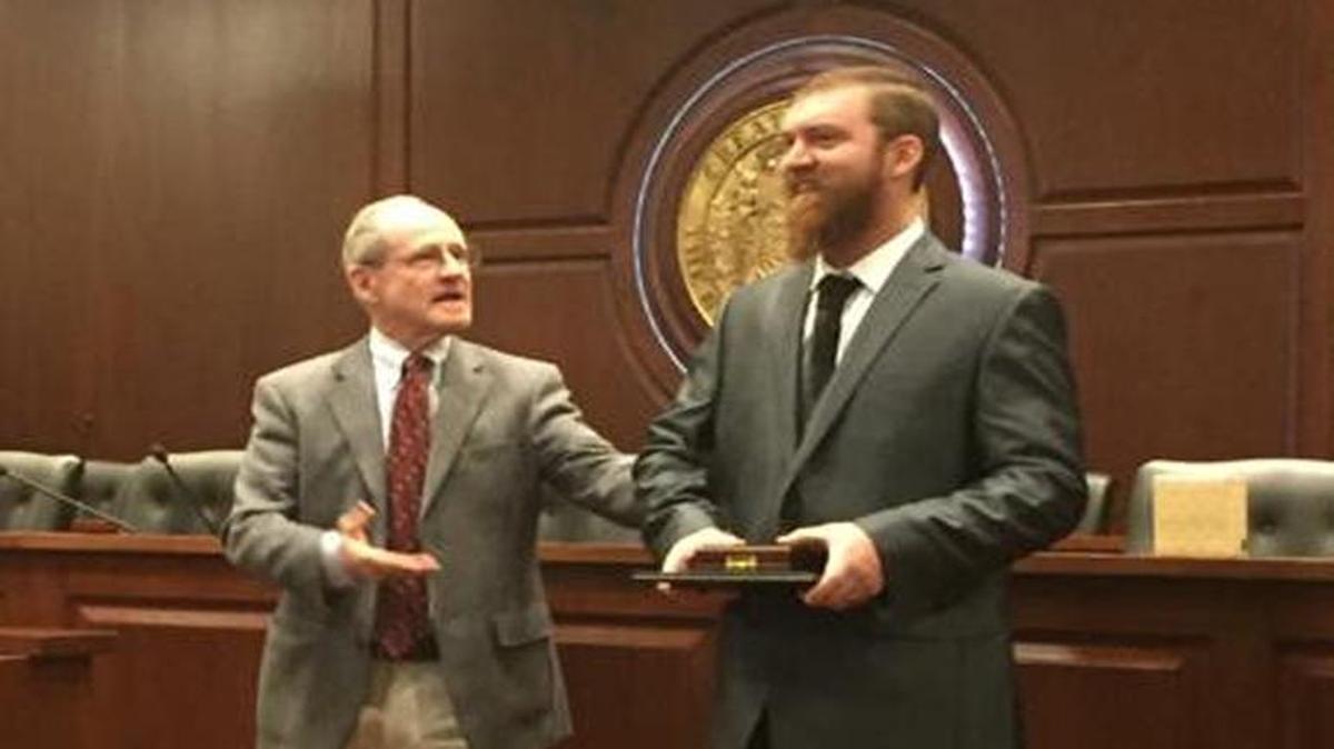 Wednesday, U.S. Sen. Jim Risch, R, presented the Carnegie Medal to Joshua Grimmett, of Boise. The award recognized his heroism for saving a drowning woman in May.