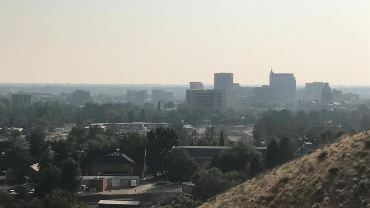 The Boise skyline was covered by a haze Friday afternoon.