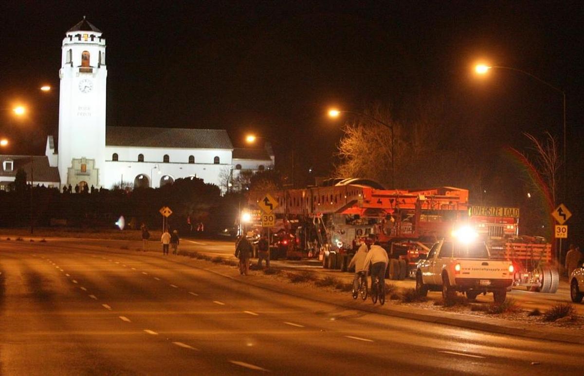 With the help of a hauling company from Salt Lake City — International Rigging & Heavy Haul — Big Mike moved up Capitol Boulevard to the Boise Depot in 2007.
