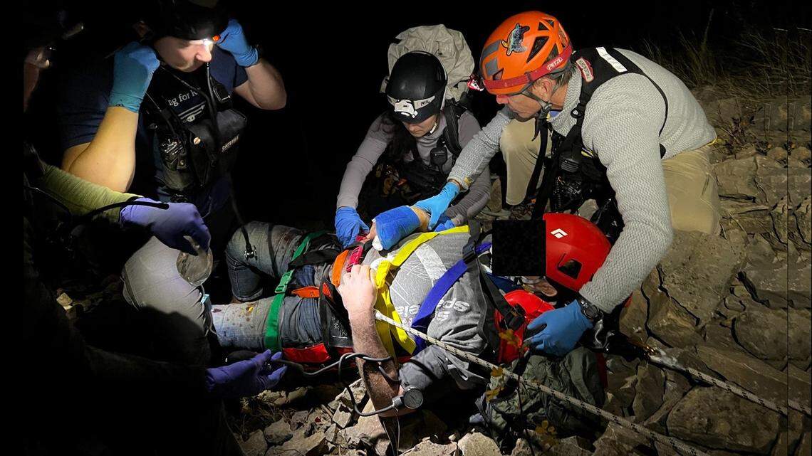 A BASE jumper was injured when they fell along a cliff face and landed on a steep, rocky incline in Montana.