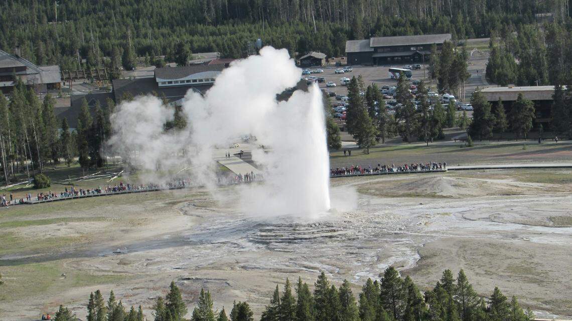 A tourist is accused of stealing a park service tow truck and taking it on a drunken joyride around Old Faithful, officials say.