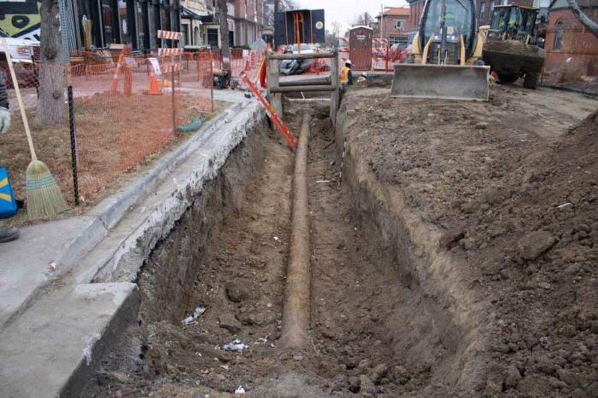 A large section of the wooden pipeline.
