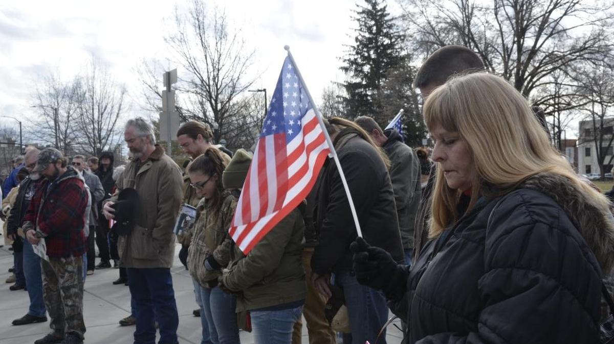 About 100 people gathered outisde the Idaho Statehouse Feb. 6 for a memorial and to pray for Robert "LaVoy" Finicum.
