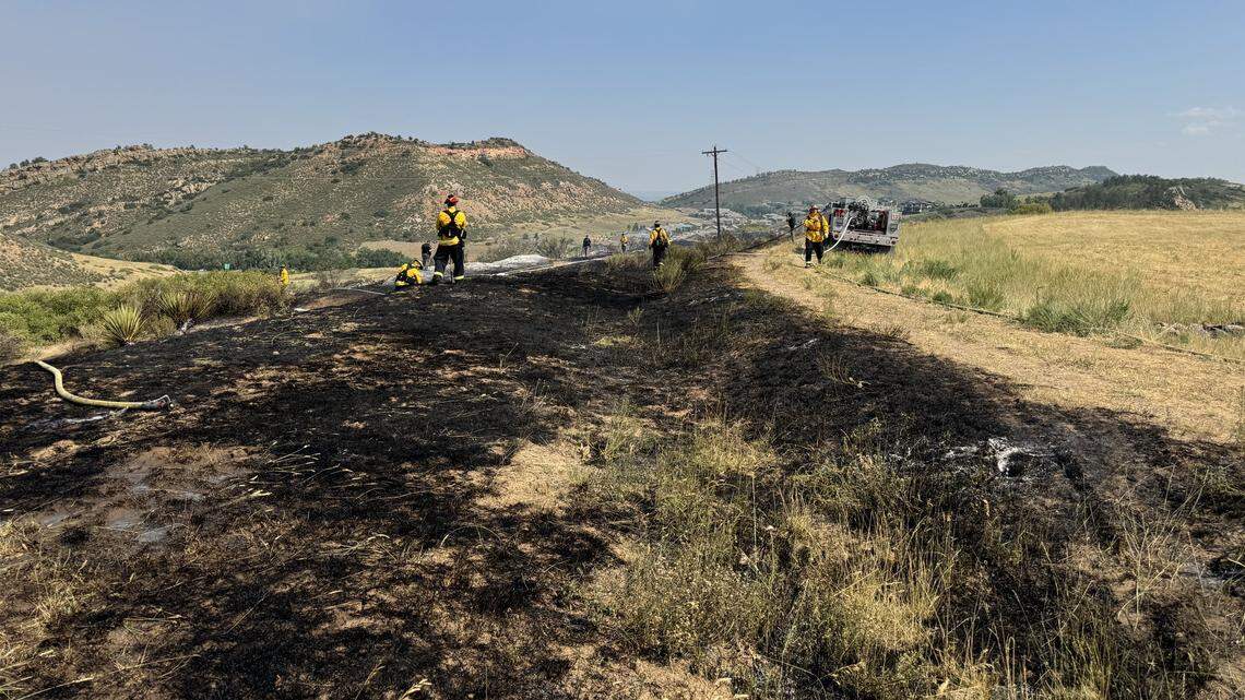 A bird caught fire when it was electrocuted by overhead powerlines, fell to the ground — and ignited a brushfire in Colorado, officials say.