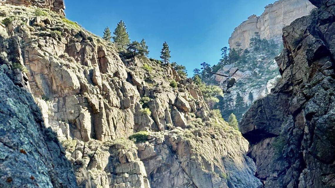 An injured climber was rescued from Box Elder Canyon in Wyoming after falling onto a rock and damaging his arm.