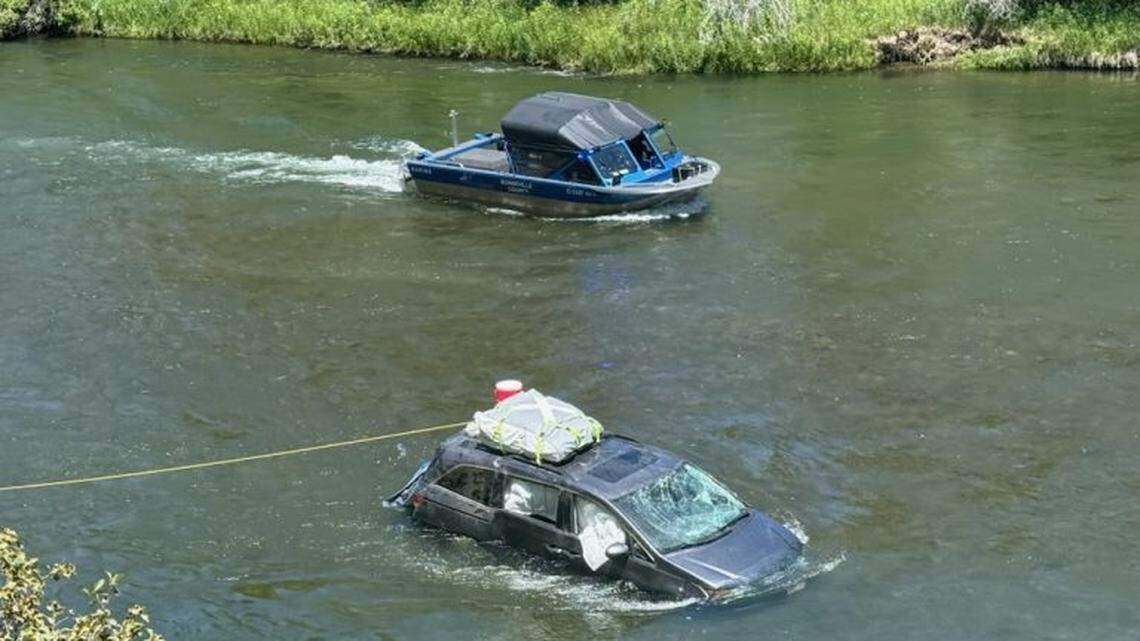 A Utah family of six was trapped in their van after it rolled into a river, Idaho rescuers said.