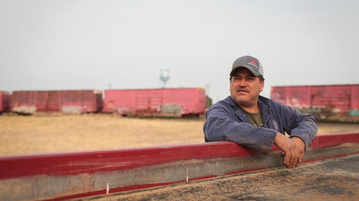 Manuel Hernandez pauses his work on a spud hopper for a photo Aug. 31 in Dubois, part of Clark County. “I like it here because it’s quiet,” said Hernandez, “but our kids are leaving. There are no jobs. We need some changes.” Hernandez has lived in Dubois for 14 years. Two of his children are attending college in Idaho Falls.
