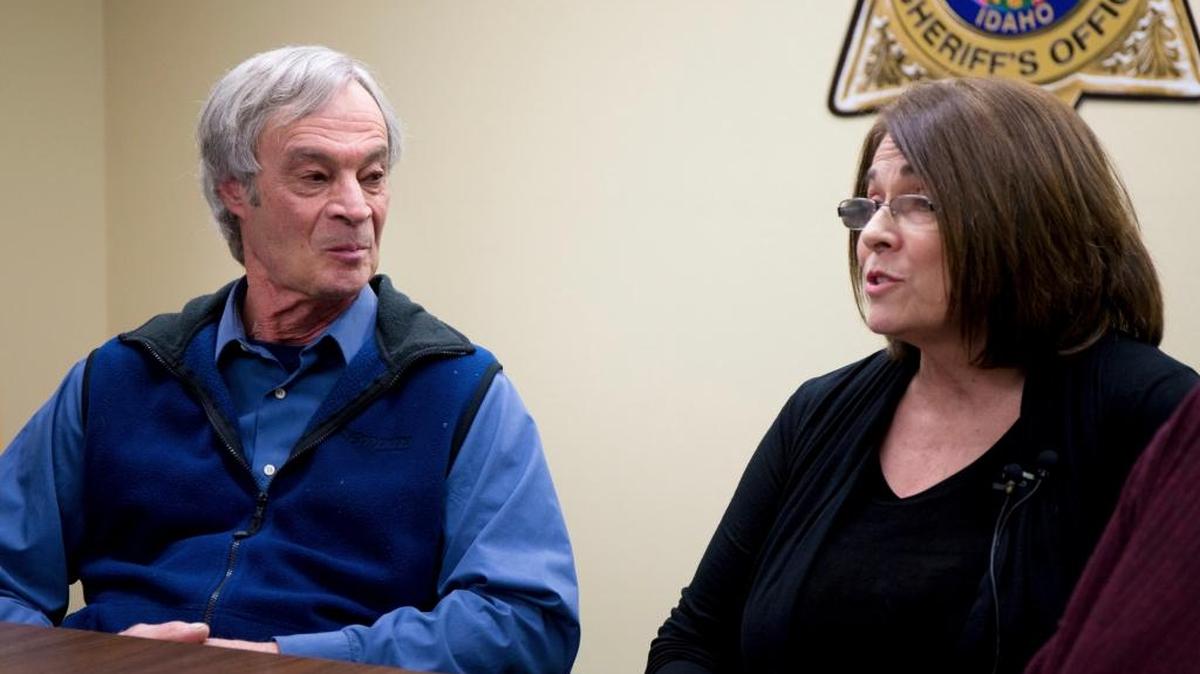 Jake Robison listens as his sister Millicent Smith talks about their reunion in Coeur d’Alene on Dec. 5.
