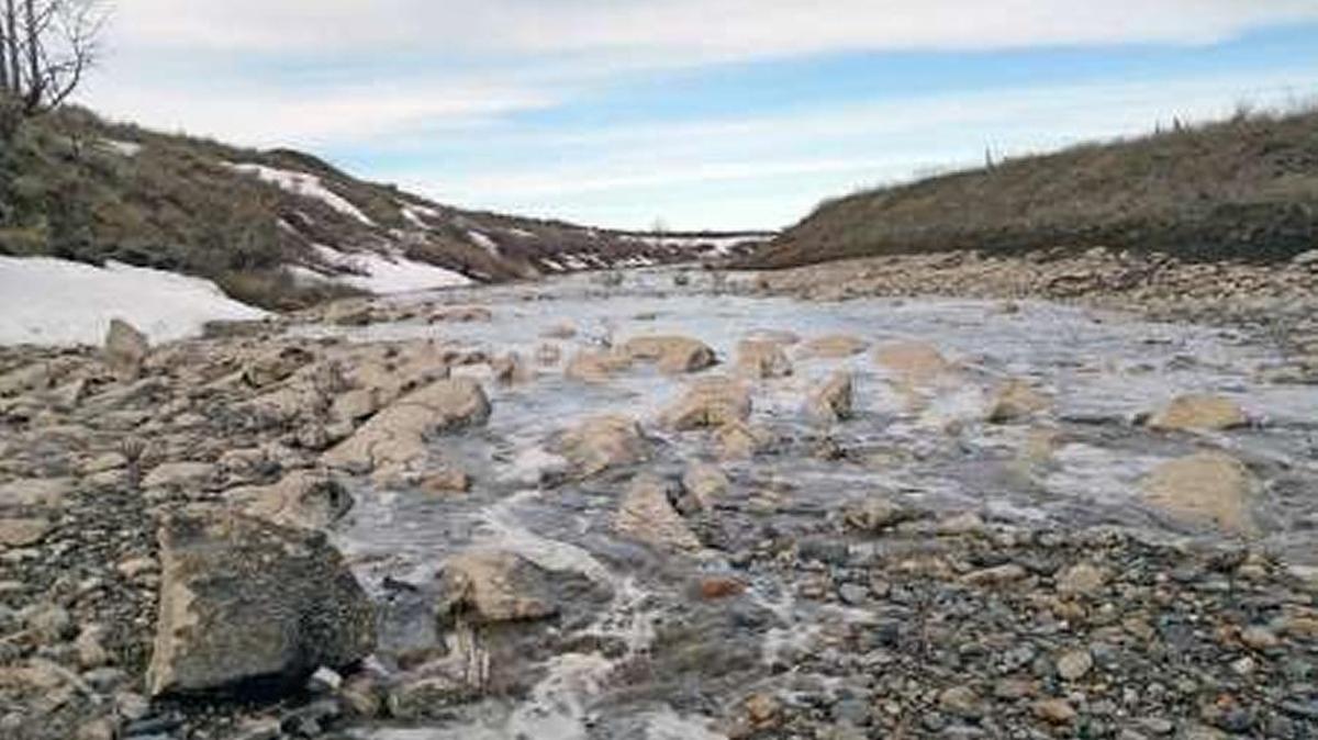 The Big Lost River percolates through the ground at Idaho National Laboratory on March 23.