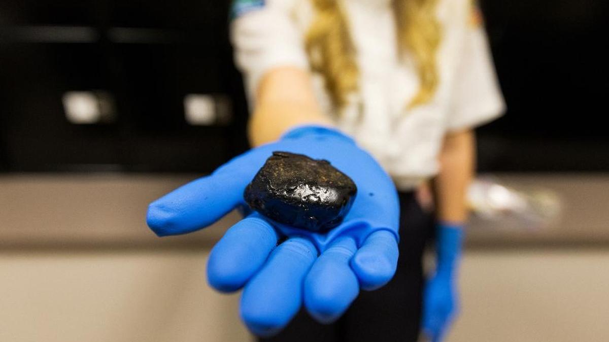 Black tar heroin, weighing 39.6 grams with a street value of about $12,000. It’s among the other heroin-related evidence collected by Post Falls police