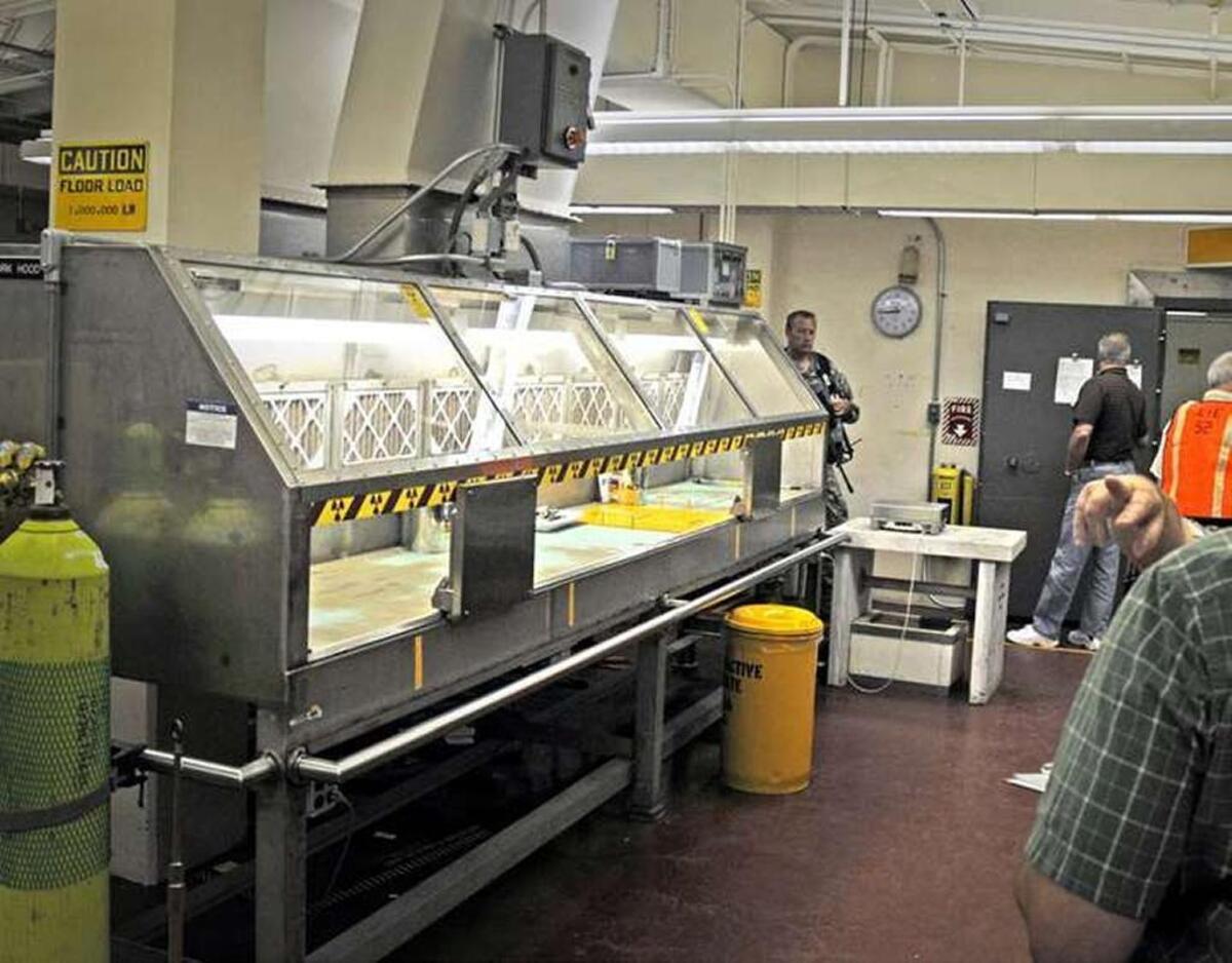 The workroom at the Idaho National Laboratory where workers were exposed to plutonium in November 2011.