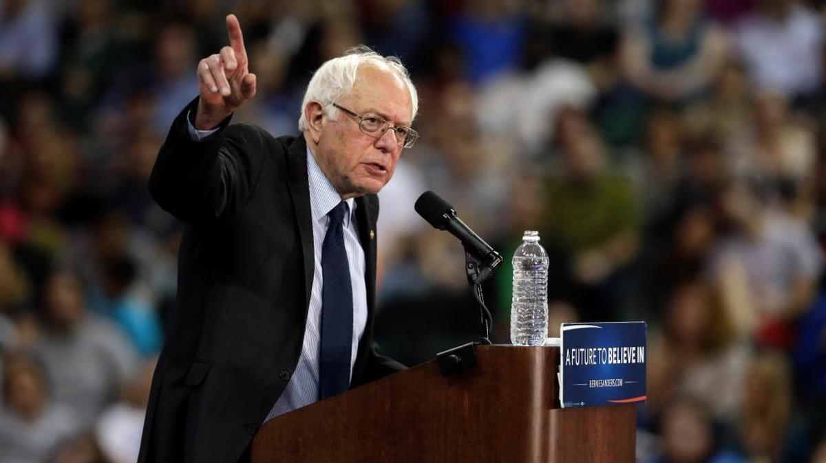 Democratic presidential candidate Sen. Bernie Sanders, I-Vt., speaks at a campaign rally at The Family Arena Monday, March 14, 2016, in St. Charles, Mo.