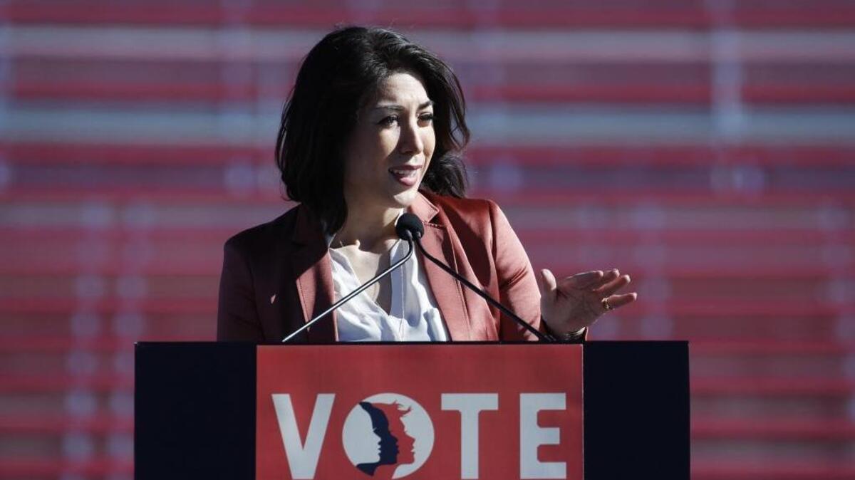 Idaho state Rep. Paulette Jordan speaks during a women’s march rally Jan. 21 in Las Vegas.