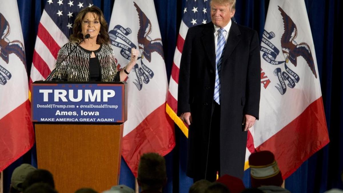 Former Alaska Gov. Sarah Palin endorsed Donald Trump during a rally in Iowa in January. Trump has said he wants her in his Cabinet, and she’s interested in secretary of the Interior.