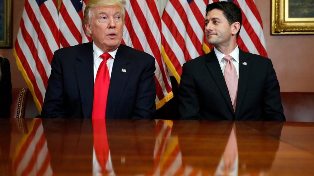 President-elect Donald Trump and House Speaker Paul Ryan after meeting in the speaker’s office on Capitol Hill Thursday.
