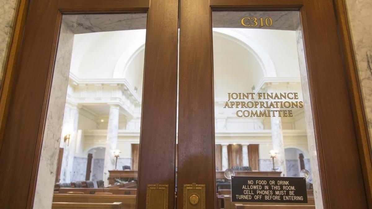 The Joint Finance-Appropriations Committee meeting room at the Idaho Capitol in Boise.