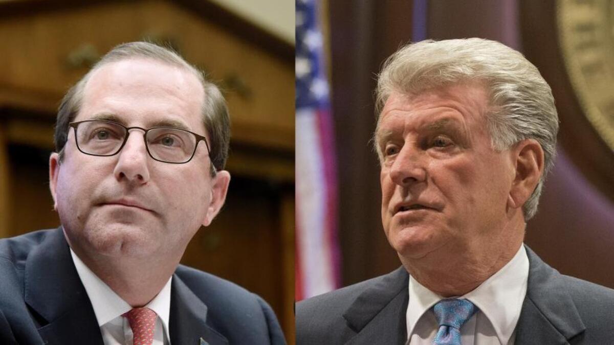HHS Secretary Alex Azar, left, and Idaho Gov. Butch Otter.
