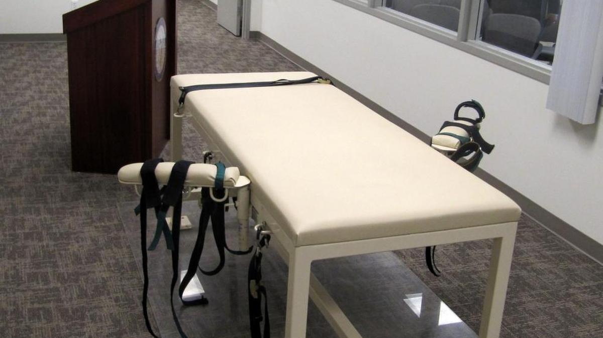 The execution chamber at the Idaho Maximum Security Institution, as shown in October 2011 prior to the execution of Paul Ezra Rhoades.