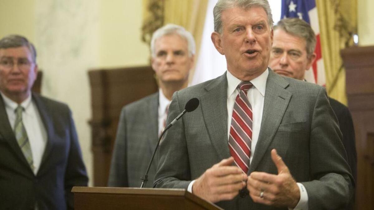 Gov. Butch Otter speaking in a post-session press conference this week.