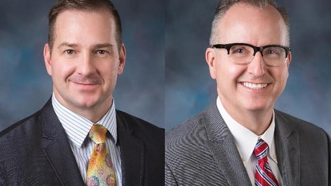 Reps. Bryan Zollinger, R-Idaho Falls, left, and Ron Nate, R-Rexburg.