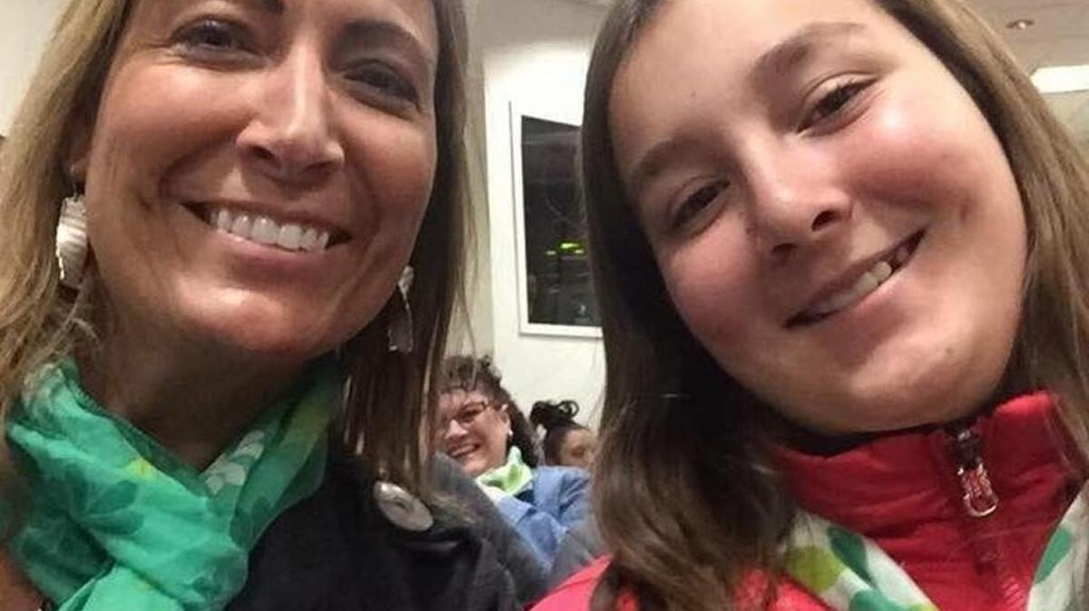 Terri Pickens and her daughter, 12-year-old Maya, at a Hillary Clinton fundraiser in Boise last year. They are participating in Saturday’s march in Washington.