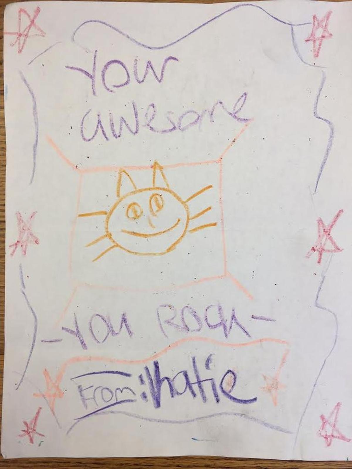 Workers at the Canyon County jail have saved many of the drawings and notes given to them by Katelyn Hodges, a developmentally disabled woman.